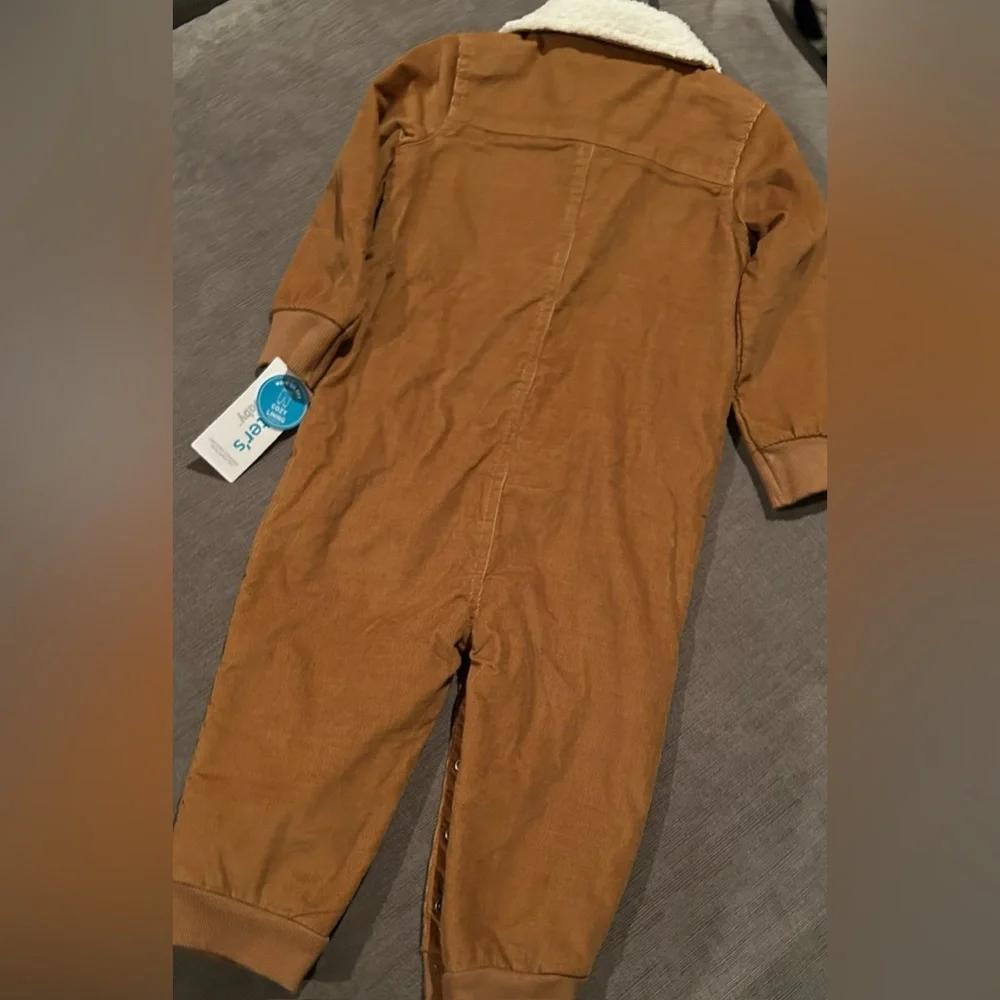 Carters Baby Boys Corduroy Jumpsuit Onsie Fleece lined Sherpa collar